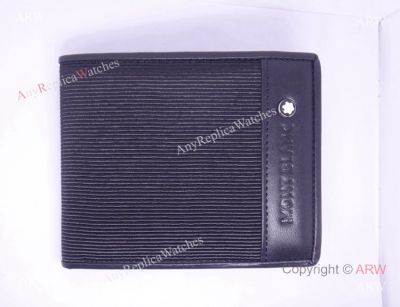 Montblanc Replica Wallet Stripe Nylon and Genuine Black Leather Wallet